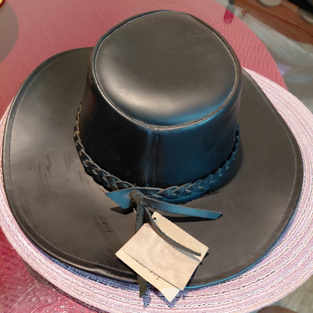 Black Leather Cowboy Hat